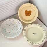 Boxtoday Ins Creative Cartoon Ceramic Letter Minimalist Plate Household Large Capacity Bear Plate Cute Girl Heart Dessert Pasta Dim Plate