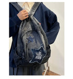 Boxtoday Gift Vintage Grunge Denim Backpacks Women Patchwork Large Capacity Y2k Mochila School Bag Ladies Harajuku Backpack Aesthetic