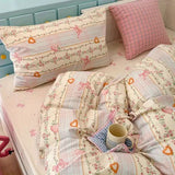 Boxtoday Cute Strawberry Bedding Set with Zipper No Filler Duvet Cover Flat Sheet Pillowcases Single Queen Size Girls Boys Bed Linens