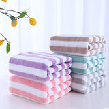 Boxtoday 35x75cm Bath Towel Coral Fleece Microfiber Striped Adult Household Textiles Bathroom Soft Woman Sauna Spa Absorbent Towel