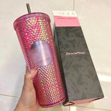 Boxtoday Straw Cup with Lid Shining Rhinestone Gift  Reusable Patterned Creative Mug Water Bottle Premium Large Capacity Leak Proof With