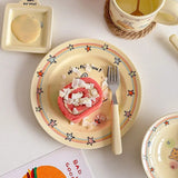 Boxtoday Ins Style Tableware Milk Yellow Cute Puppy Dessert Plate Ceramic Salad Bowl One Person Dining Exquisite Tableware Set Plates