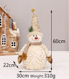 Boxtoday 48cm -75cm Printed Fabric Plush Scalable Snowman Doll Christmas Family Party Decorative Ornaments Happy 2024 New Year