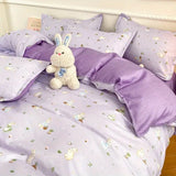 Boxtoday Cute Rabbit Bedding Set Ins Style Floral Duvet Cover No Filler Pillowcases Flat Sheet Single Full Size Girls Bed Linens