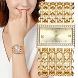 Boxtoday W29 New Watch For Women Fashion Light luxury Square Diamond Quartz Watches Clock Lady's Gold Stainless Steel Bracelet