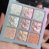 Boxtoday 9 Colors Glitter Snowflake Eyeshadow Palette Dream Girl Pearly Eye Shadow Matte Matte Highlights Cool Tone Charming Eyes Makeup