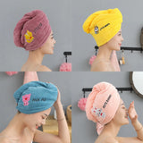 Boxtoday Cute Animal Embroidery Absorbent Shower Cap Coral Fleece Hair Drying Cap Towel Women Thicken Quick-Dry Turban Bathroom