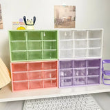 Boxtoday Desktop 9 Grid Storage Boxes Organizer Transparent Small Drawer Partitioned Student Desk Wall-mounted Sundries Storage Box Cute