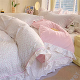 Boxtoday 100% Cotton Duvet Cover Flower Printed housse de couette Korean Bed Cover with Ruffles Comforter King Quilt Covers No Pillowcase