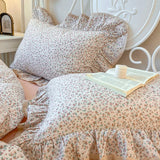 Boxtoday Pure Cotton Double Layer Yarn Lace Ruffles French Vintage Floral Bedding Set Duvet Cover Set Bed Skirt, Bedspread, Pillowcases