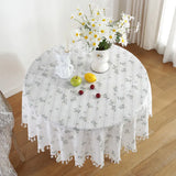 Boxtoday Cotton Table Cloth Round Tablecloth with Tassel Dust-Proof Floret Circular Table Cover for Kitchen Dinning Room Tabletop Decor