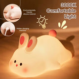 Boxtoday LED Cute Rabbit Silicone Lamp USB Rechargeable Timing Bedside Decor Light 3 Level Dimmable Breastfeeding Nursery Night Light