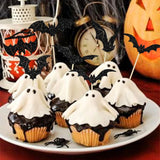 Boxtoday 12/24Pcs Halloween Bat Cupcake Toppers Mixed Black Bat Cupcake Pick Flags Kids Halloween Birthday Party Cake Decoration Supplies