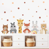 Boxtoday Cartoon Cute Giraffe Bear Animals Dots Wall Sticker Nursery Vinyl Children's Wall Art Decals for Baby Kids Room Home Decoration