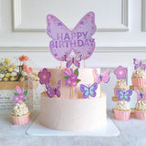 Boxtoday Pink Purple Butterfly Banner Pull Flag Cake Card Decor Disposable Tableware Baby Shower Wedding Girl  Birthday Party Supplies