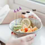 Boxtoday 50/100Pcs Halloween Disposable Fruit Skewer Pumpkin Ghost Fruit Fork Dessert Cocktail Cake Decoration Halloween Party Supplies