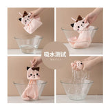 Boxtoday Coral Velvet Pocket Cat Embroidered Hand Towel Bathroom Hanging Absorbent Towel Kitchen Bathroom Square Towel