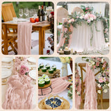 Boxtoday 10pcs Voile Cheesecloth Table Runner Wedding Semi-Sheer Gauze Dining Table Decoration for Party Banquet Arches Draping Fabric