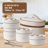 Boxtoday 4-Tier Stainless Steel Bento Box with Thermal Insulation, Brown, Portable, 66 Oz/8.25 Cup kitchen