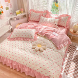 Boxtoday Pink Korean Princess Bedding Set No Filling Cute Strawberry Duvet Cover Checkerboard Single Queen Size Bed Linen Pillowcases