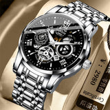 Boxtoday L93 Watch For Men Trendy High end Light Luxury Versatile Quartz Watches Waterproof Roman Hollow Male's Clock Watch