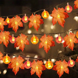 Boxtoday Artificial Autumn Maple Leaves Pumpkin Garland LED Fairy String Light Christmas Thanksgiving Decoration DIY Halloween Party Home