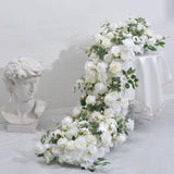 Boxtoday Artificial Runner Flower Row Wedding Arrangement Decoration Floral Backdrop Props Table Flower Runner Event Party Floral Decor