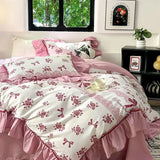 Boxtoday French Retro Light Luxury Washed Cotton Four Piece Set Bedroom Lace Duvet Set Single Bedding Set Dormitory Bed Linen