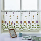 Boxtoday Short Curtain 1 Sheet Practical Soft Texture Polyester Decorative Flower Embroidered Window Sheer Household Supplies