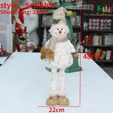 Boxtoday 48cm -75cm Printed Fabric Plush Scalable Snowman Doll Christmas Family Party Decorative Ornaments Happy 2024 New Year