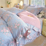 Boxtoday 100% Cotton Duvet Cover Flower Printed housse de couette Korean Bed Cover with Ruffles Comforter King Quilt Covers No Pillowcase