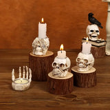 Boxtoday Halloween Skeleton Palm Candlestick Spooky Decoration Ornaments Resin Skull Halloween Gifts Candle Holders Decor for Table