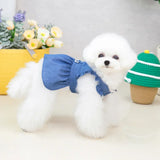 Boxtoday Spring Summer Dog Dress for Small Kitten Dogs Clothes Puppy Letters Embroidered Jean Strap Dresses Chihuahua Skirts Pet Costumes