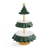 Boxtoday Snack Rack Christmas Tree Dessert Candy Plate Snack Tray Double Layer Cake Stand Fruit Holder Cupcake Rack Bowl Xmas Decoration