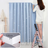 Boxtoday Star Curtain Blackout Partition Window Hanging ring for Bedroom Living room With gauze pink Simple Decor curtain