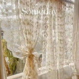 Boxtoday Curtain Embroidery Screen Window Lace Curtain Bedroom Bay Window Door Curtain Partition Romantic Pastoral Curtain