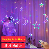 Boxtoday LED Star Lamp Curtain Garland Fairy String Lights Christmas Decoration Outdoor For Holiday Wedding Party New Year Decor