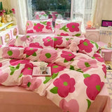 Boxtoday Colorful Floral Duvet Cover Set with Sheet Pillowcases No Filling Cute Strawberry Bed Linen Full Queen Size Home Bedding Set