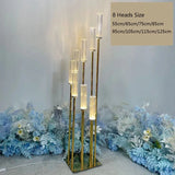 Boxtoday LED 8 Heads Metal Candelabra Candle Holders Acrylic Wedding Table Centerpiece Flower Stand Candle Holder Candelabrum Home Decor