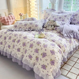 Boxtoday Luxury Romantic Bedding Set Girls Flower Princess Ruffles Duvet Cover Sheet Pillowcase Single Queen Size Home Decor Bed Linen