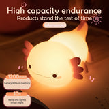 Boxtoday Cute Axolotl Night Light Silicone Nursery Sleeping Lamp Touch Control Nightlights USB Rechargeable Table Lamp for Baby Child