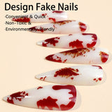 Boxtoday 24pcs Long Pointed Halloween Nail Tips Bloodstain Decor Fake Nails Stiletto Press On False Nails Professional Manicure Nail Art