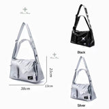 Boxtoday Gift Y2k Girl Tote Bag Korean Vintage Shoulder Bag Aesthetic Women Crossbody Travel Zip Casual Handbag Fashion Ladies Silver Big Bags