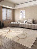 Boxtoday Beige Artistic Carpet Cream Floral Luxurious Living Room Carpets Machine Washable Non-slip Rugs Comfortable Soft Bedroom Rug