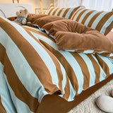 Boxtoday New Korean Style Bedding Set Kids Adults Twin Full Queen Size Bed Flat Sheet Duvet Cover Pillowcases Coffee Stripe Bed Linen