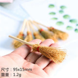 Boxtoday 5/10 Pcs Mini Broom for Halloween Party Decoration Costume Props Dollhouse Accessories Witch Straw Brooms Hanging Ornaments