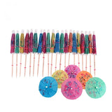 Boxtoday 24pcs/pack straw Drink Fruit Cake Sticks Mini Paper Umbrella Cocktail Parasols Wedding Decoration Birthday Party Supplies