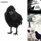 Boxtoday 18*10 cm Halloween Black Crow Model Simulation Fake Bird Animal Scary Toys For Halloween Party Home Decoration