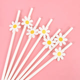 Boxtoday 10/20/30pcs Daisy Flower Paper Straws Disposable Drinking Straw for Daisy Birthday Party Wedding Decoration Supplies Baby Shower