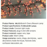 Boxtoday Cherry Blossom LED Lights 96LEDs 8 Modes USB Powered DIY Home Decor Lamp Party Wedding Christmas Festival Home Festive Decor